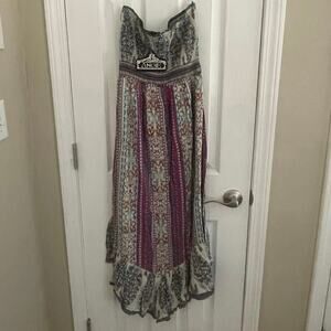 Angie Dress Women's Colorful Strapless (smocked upper) Pull On Boho vibe, A67